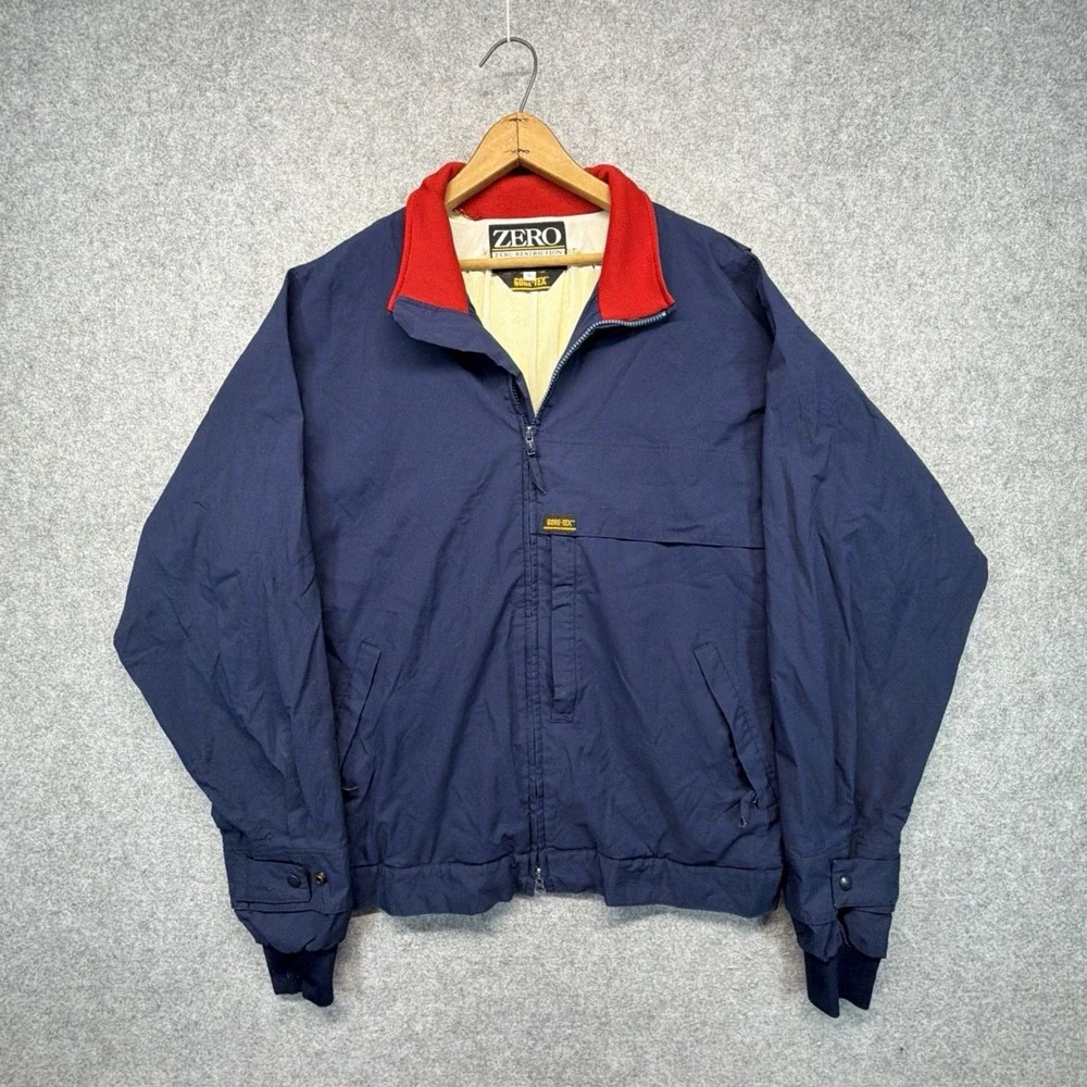 Vtg Zero Restriction GORE-TEX Golf Jacket XL Mens Navy Blue Waterproof Rain USA